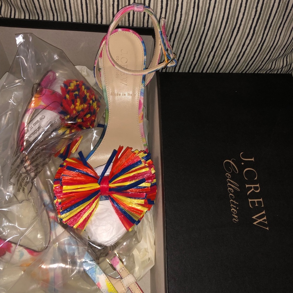 J. Crew Raffia Heel Sandal - Multicolor bow